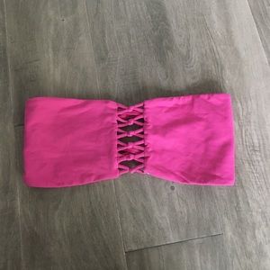 San Lorenzo Pink Strappy Bandeau Swim Top